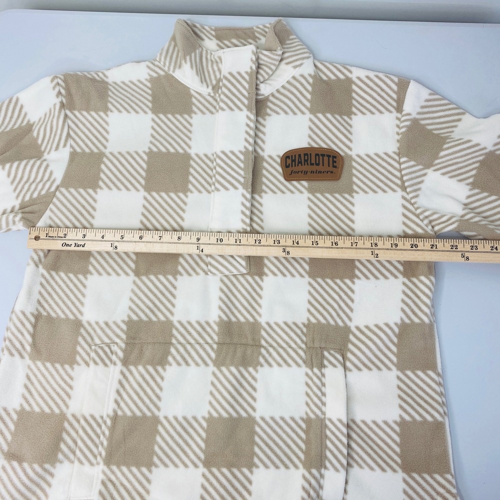 UNC Charlotte Forty-Niners Fleece Pullover Tan Plaid New NCAA Women Size L 12/14 - Picture 11 of 12